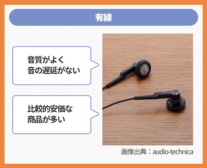 充電を気にせず使いたい人は有線を選択。音質重視の人にもマッチ