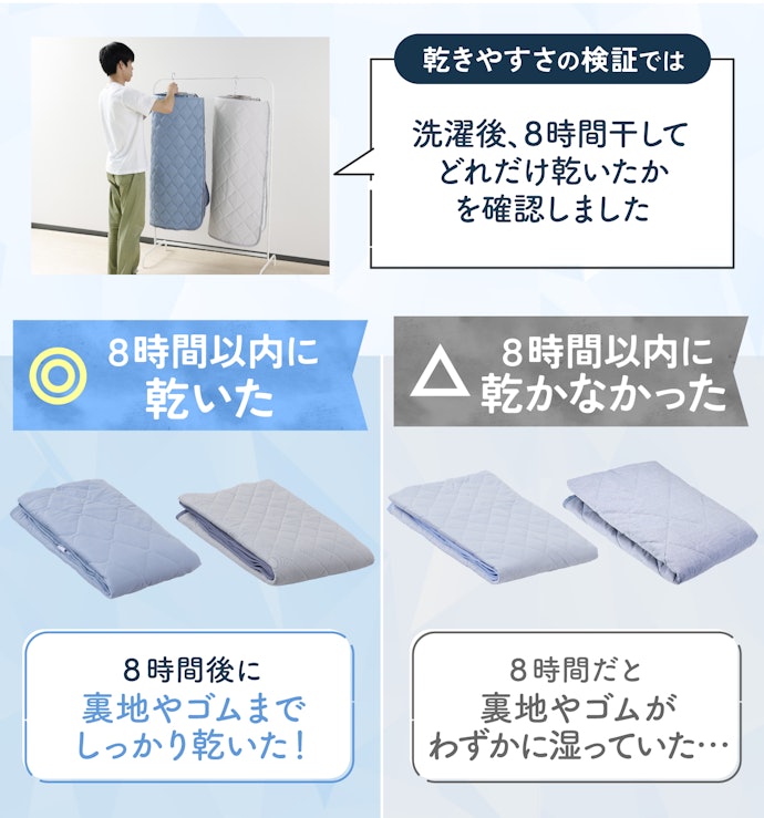 洗濯後8時間以内で乾く敷きパッドなら、洗い替えなしでも使い回しできる!