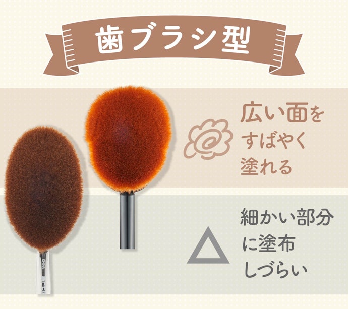 歯ブラシ型:短時間でベースメイクを仕上げたい人に。朝のメイクも時短