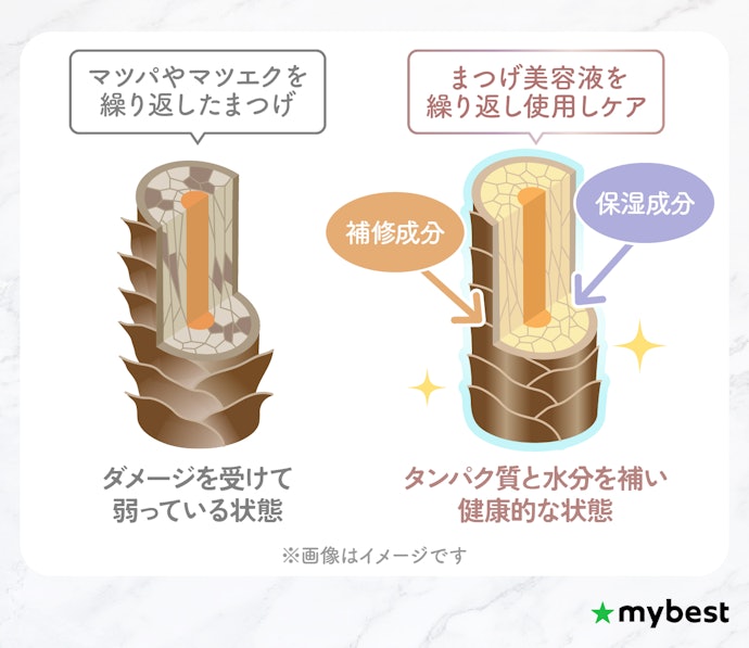 マツパ・マツエクのダメージケアには、補修・保湿成分配合のまつげ美容液がおすすめ