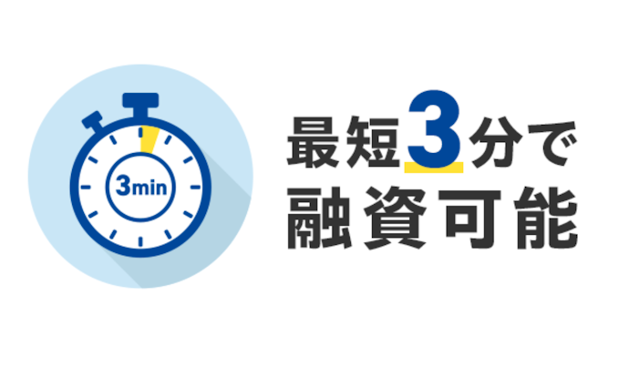融資スピードに期待。公式によると「最短3分」