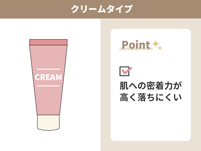 密着力が高く落ちにくいクリームタイプ