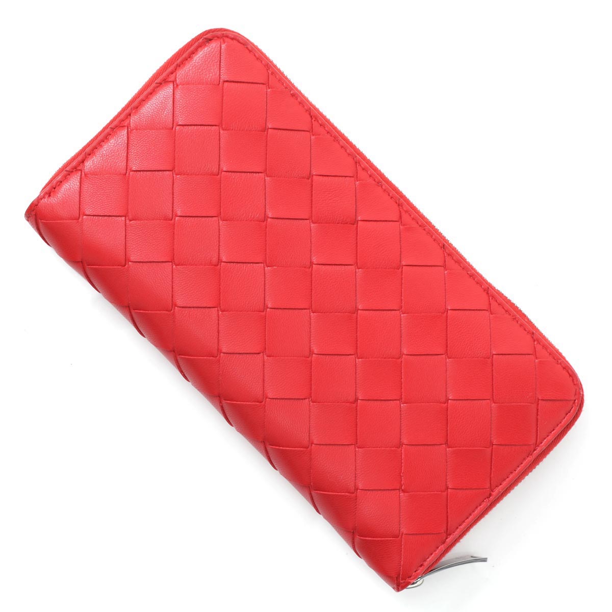 ボッテガべネタオレンジとへびのレザー編み込み長財布 ボッテガ