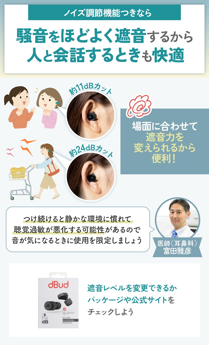 聴覚過敏の人は、ノイズ調節機能つきの耳栓をチョイス