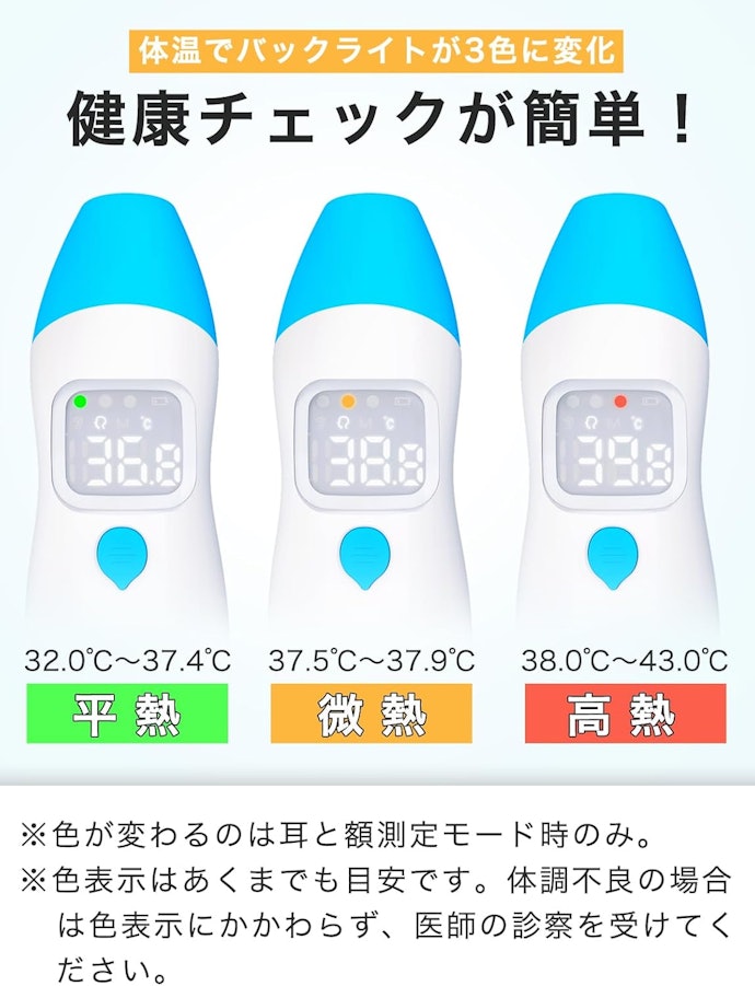 夜間や日々の体調管理には、バックライト付き・メモリー機能をチェック