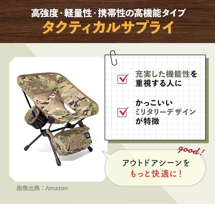 「タクティカルサプライ」なら機能がより充実。ミリタリーデザインもクール