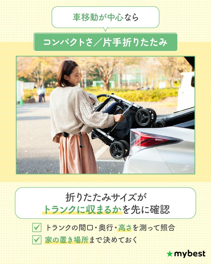 車移動が中心 | コンパクトさ・片手折りたたみに注目して