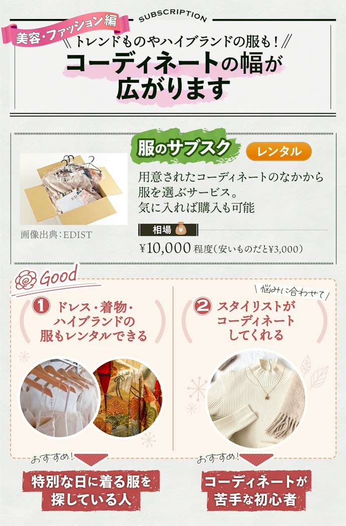 服のサブスクは、毎日違うものを身につけたいおしゃれさんにうってつけ
