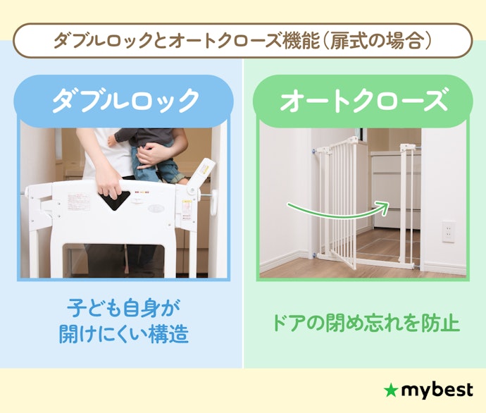 ダブルロックかつオートクローズ機能付きのものだと安心