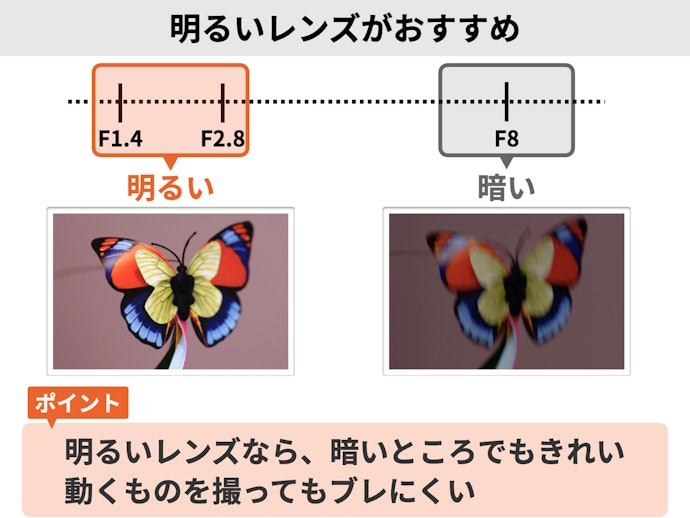 光を多く取り入れられる、明るいレンズを選ぼう
