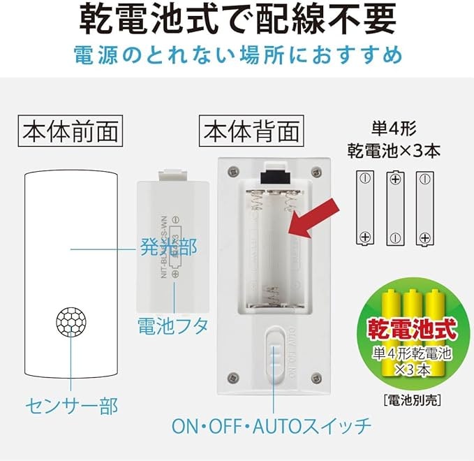 場所を選ばず手軽に設置するなら乾電池式・充電式がベター