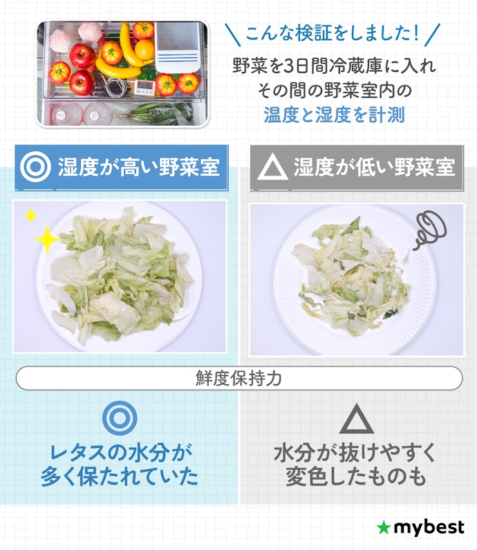 野菜室の鮮度維持力は湿度で決まる!湿度が高い商品を選ぼう