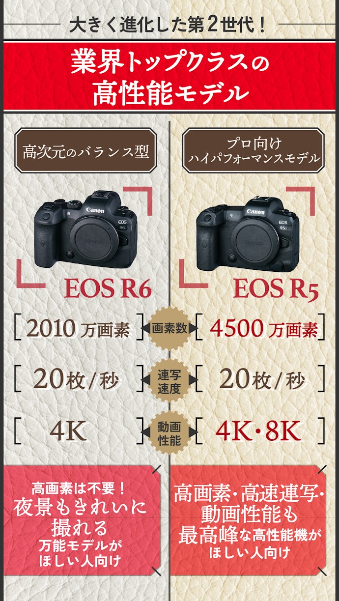 プロ級の画質・性能を求めるなら、EOS R5とR6がおすすめ