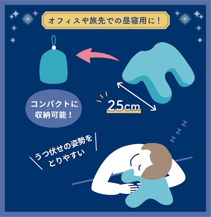 昼寝用には25cm四方のコンパクトサイズがおすすめ