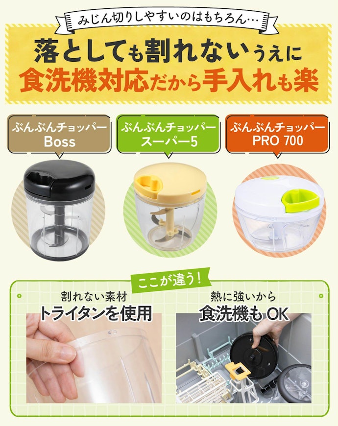 なかでもおすすめはトライタン製のぶんぶんチョッパー