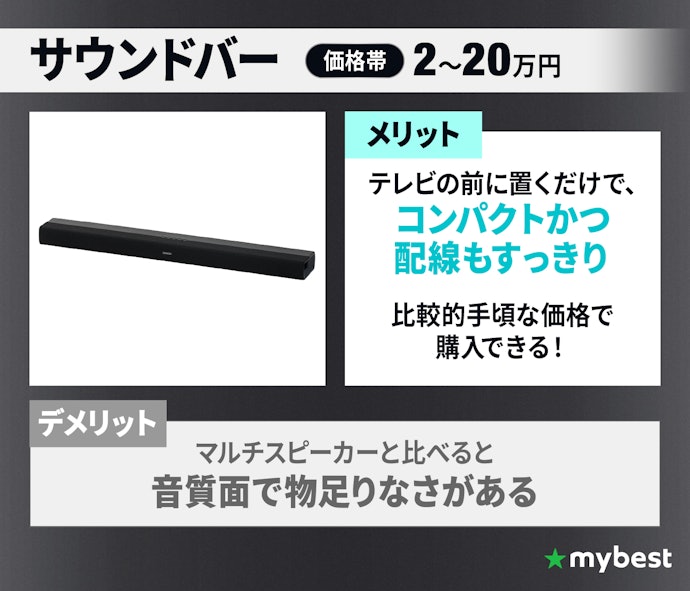 テレビの音質を手軽にグレードアップしたい人は、サウンドバーがおすすめ