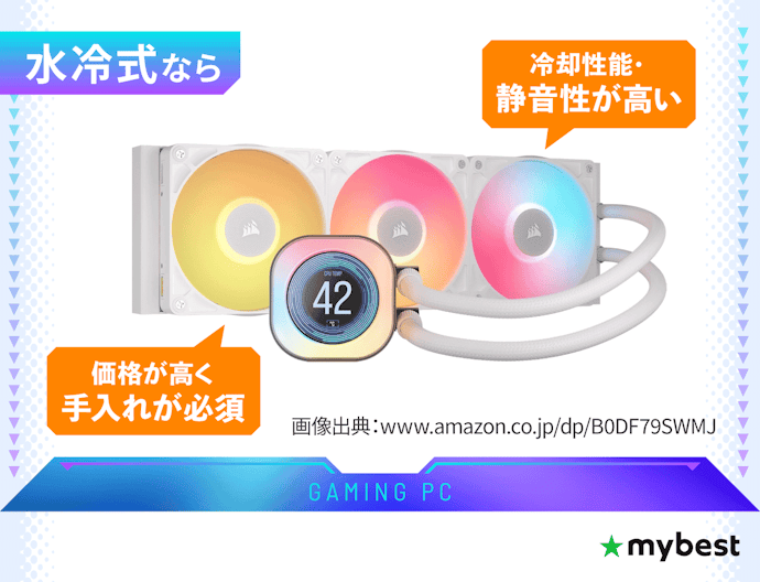 静かでパワフルに冷却、高性能PC向けの水冷式