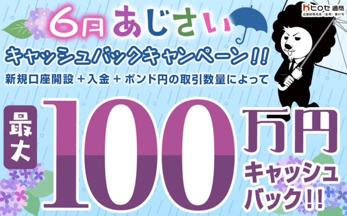 新規口座開設・入金・ポンド円の取引で最大100万円キャッシュバック