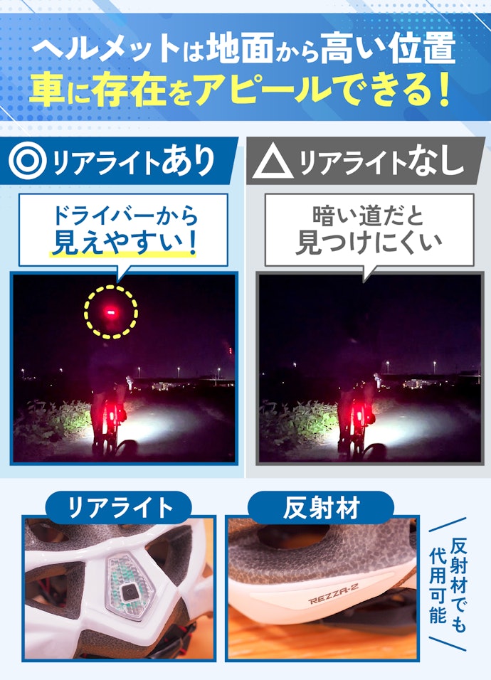 夜走る人は、リアライト・反射材つきを選ぼう