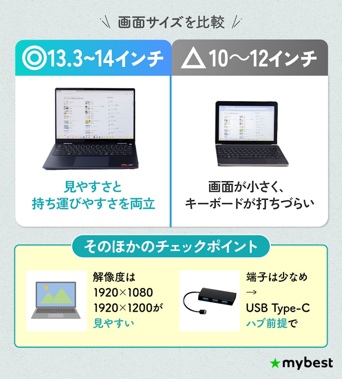 ノートPCメインなら処理性能と画面サイズを重視しよう