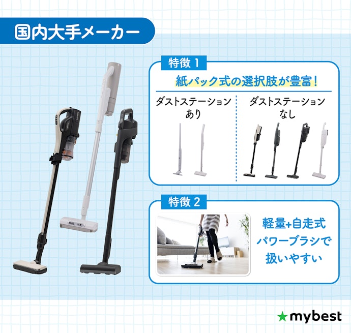 国内大手メーカー:軽さとお手入れのしやすさが強み