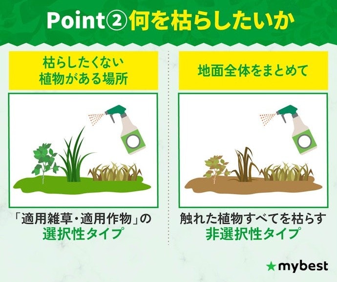 残したい植物の有無で選択性・非選択性を選ぼう