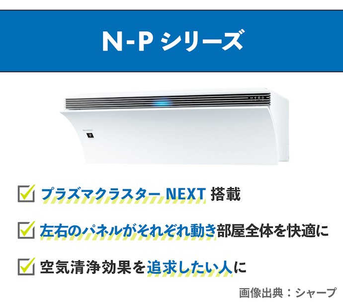 N-Pシリーズ:空気清浄機基準も満たすプラズマクラスターNEXT搭載のシリーズ
