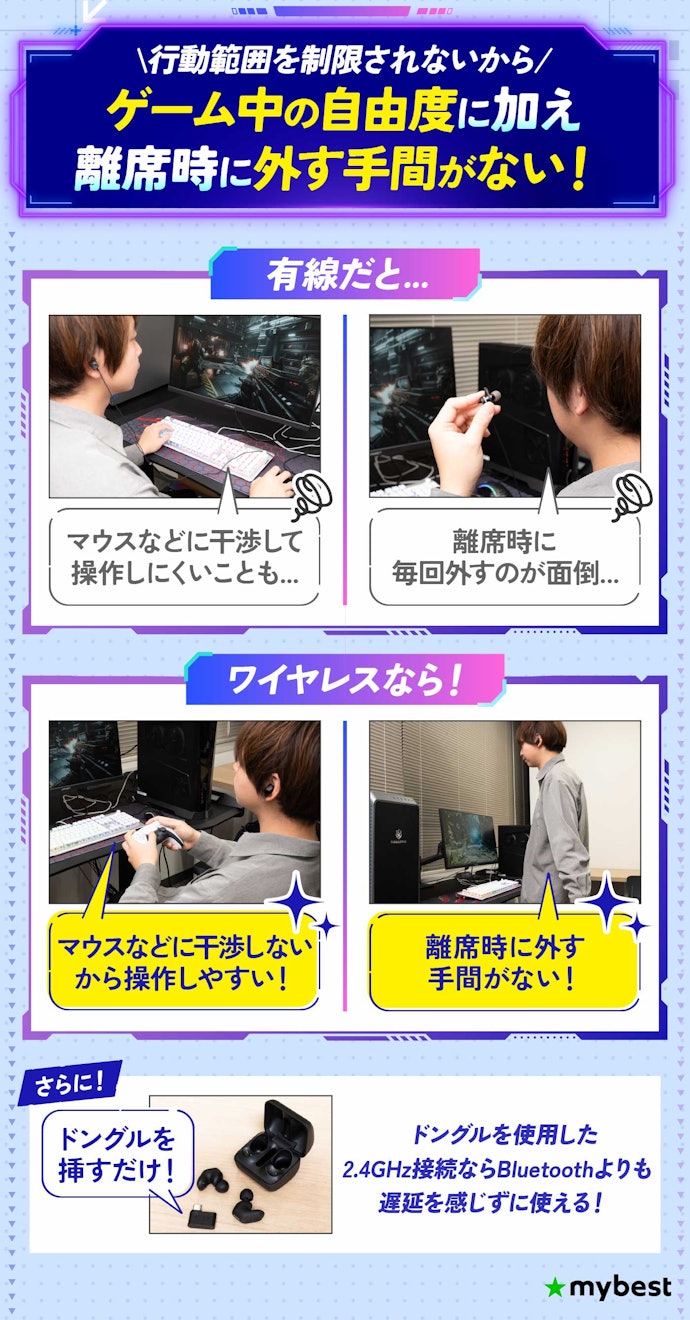 ストレスフリーに体勢を変えながらプレイしたいならワイヤレスのゲーミングイヤホンを選ぼう