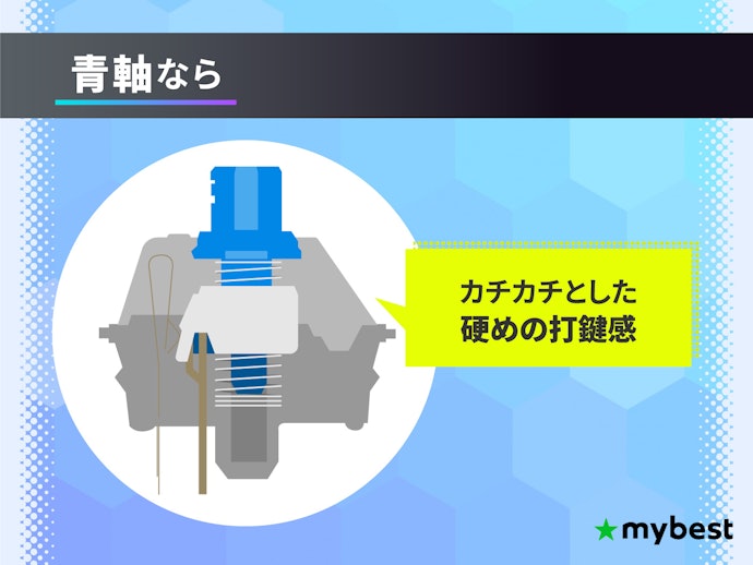 カチカチとした硬めの打鍵感を求めるなら青軸がおすすめ