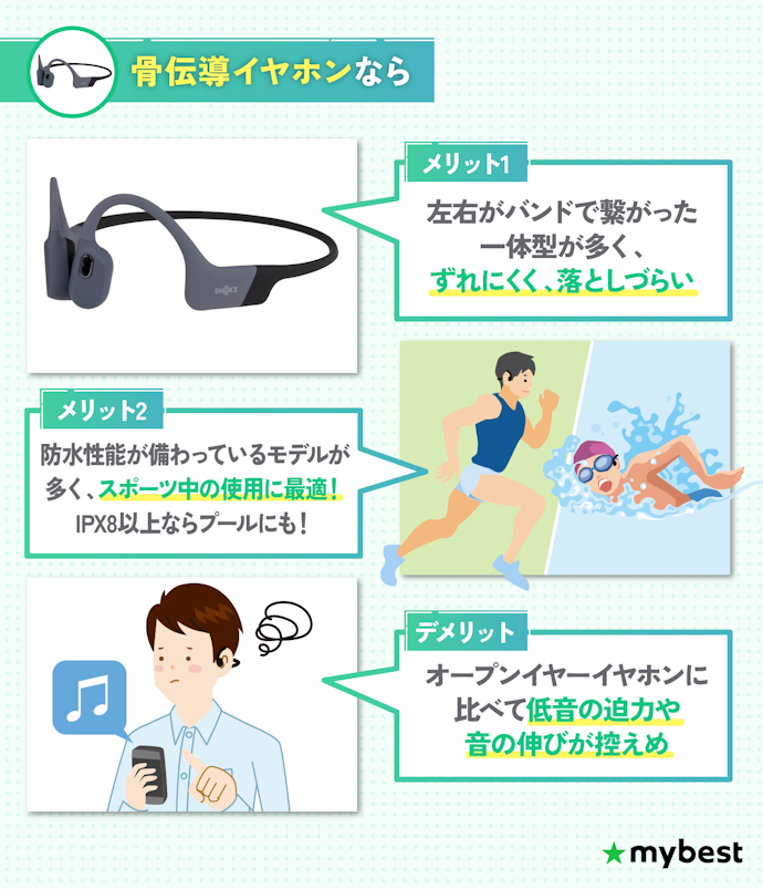 ランニングや水泳中に使用するなら外れにくい骨伝導イヤホンがおすすめ