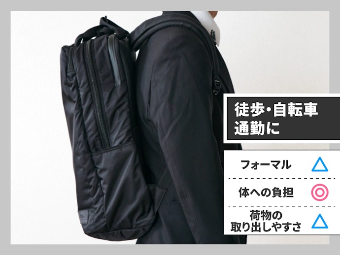 リュックサック:機能性の高さ、持ち運びの楽さを求める人向け
