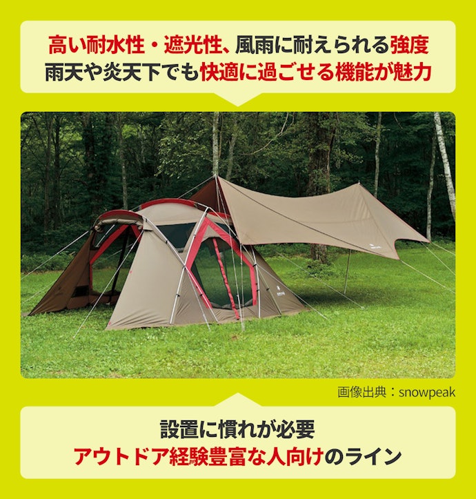 アウトドア上級者は悪天候でも快適に過ごせるプロラインに挑戦しよう