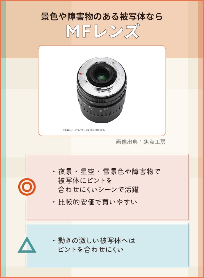 ピント合わせをじっくり楽しむなら、MFレンズがぴったり