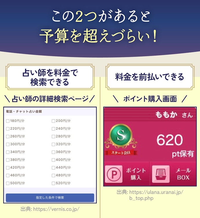 料金で占い師を検索できると便利!使いすぎが心配な人は前払いできるとよい