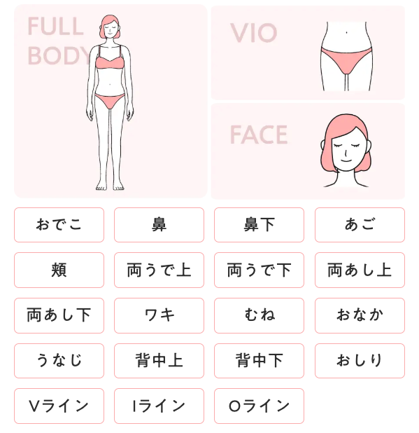 全身+VIO+顔脱毛6回で93,500円。中央値より安い結果に