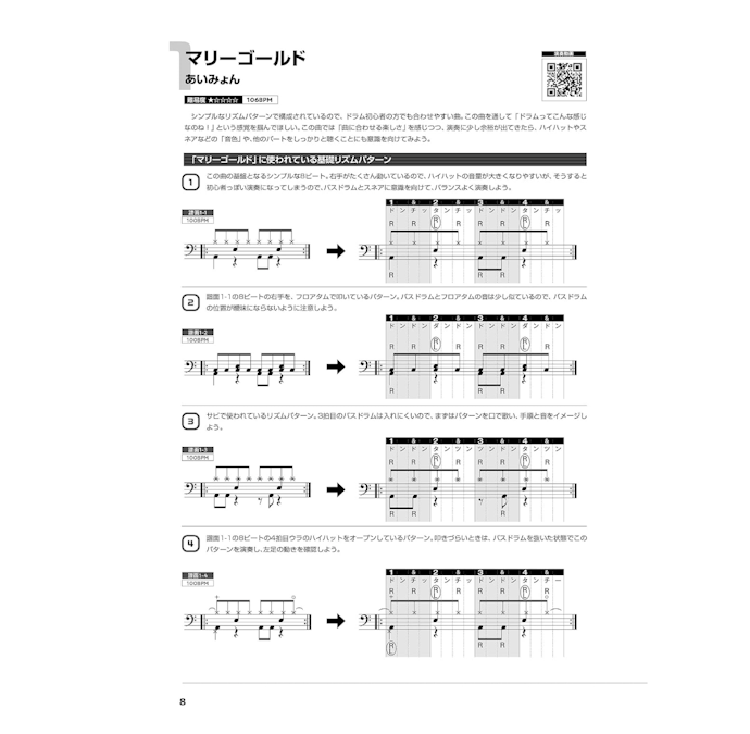 楽譜がまとめられた教本で、リズムパターンを楽しく学ぼう