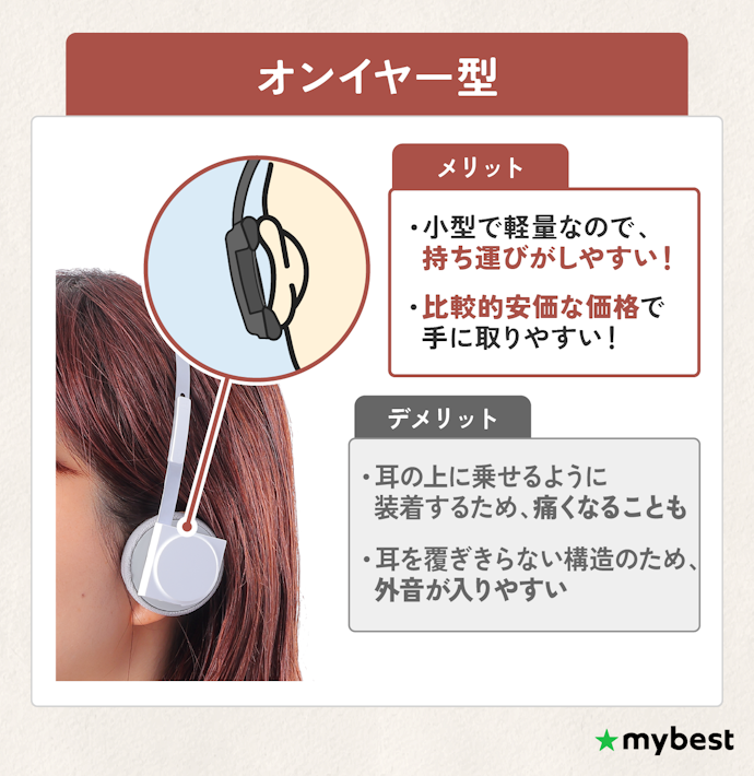 バッグに入れて持ち運ぶことが多いならオンイヤータイプがおすすめ
