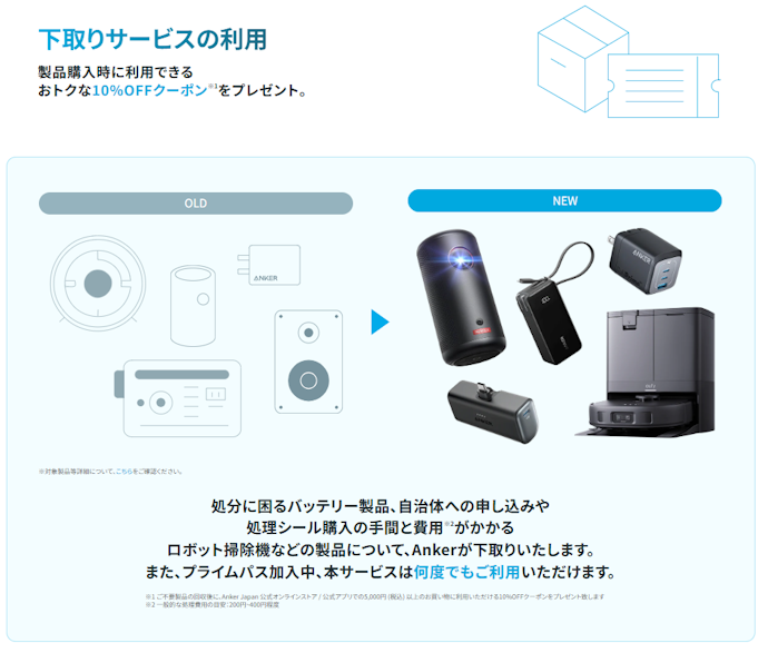 アンカー|下取りで10%OFFクーポンがもらえる