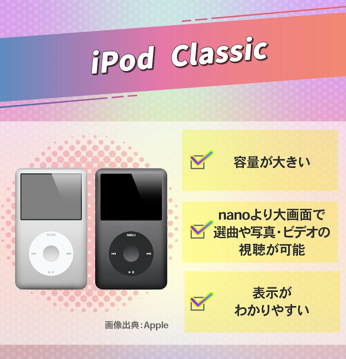 iPod classic:音楽アルバムを大量に入れたい人におすすめ