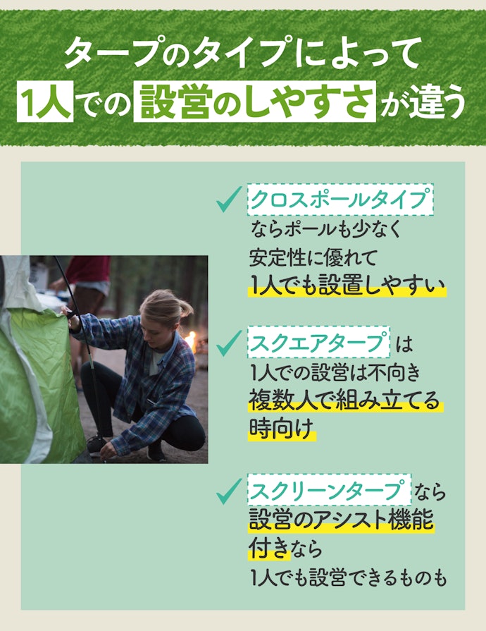 ヘキサタープのクロスポールタイプは組み立てが簡単