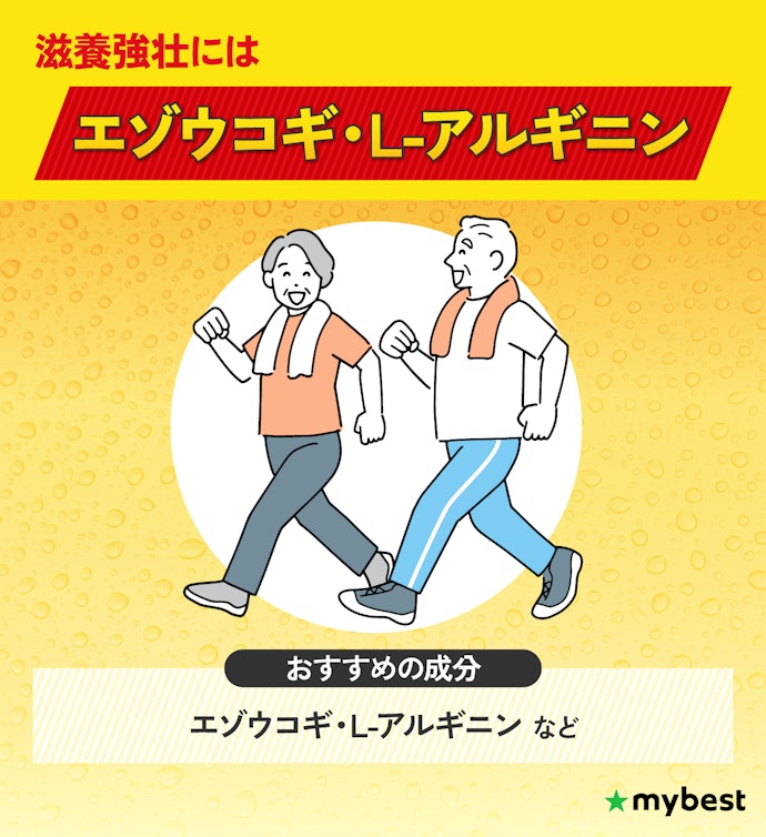 滋養強壮には、エゾウコギやL-アルギニンなどの有効成分が含まれた指定医薬部外品がうってつけ