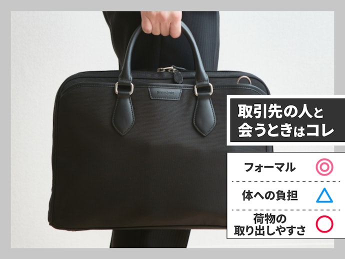 ブリーフケース:営業など社外の人に会う機会が多い人向け。就活にも使える