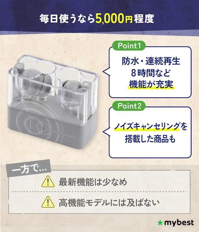 5,000円程度:通勤・通学で毎日使うコスパ重視層向け