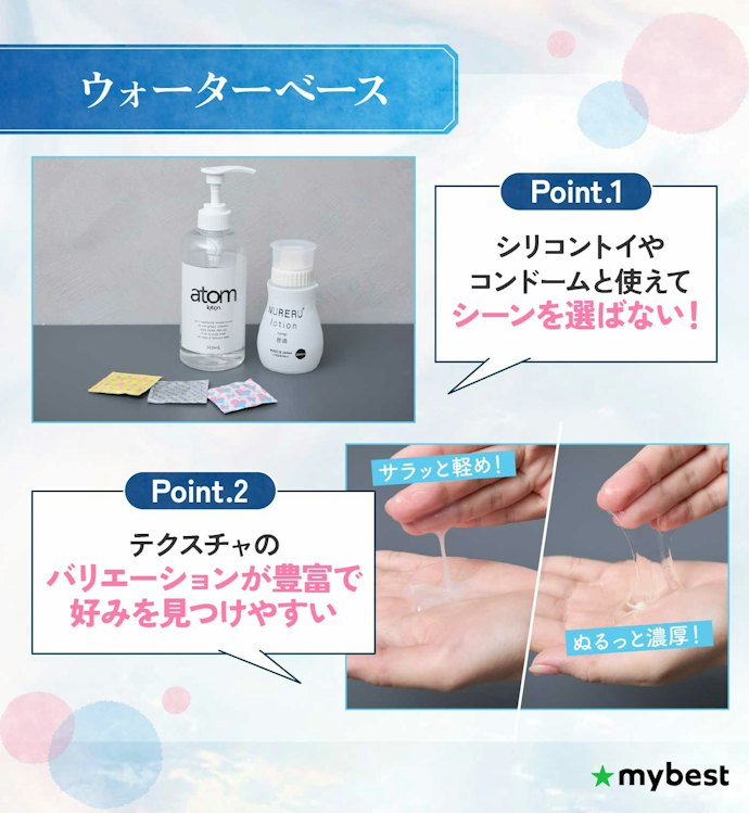 何がよいか悩んだら、シーンを問わず使いやすいウォーターベースがおすすめ