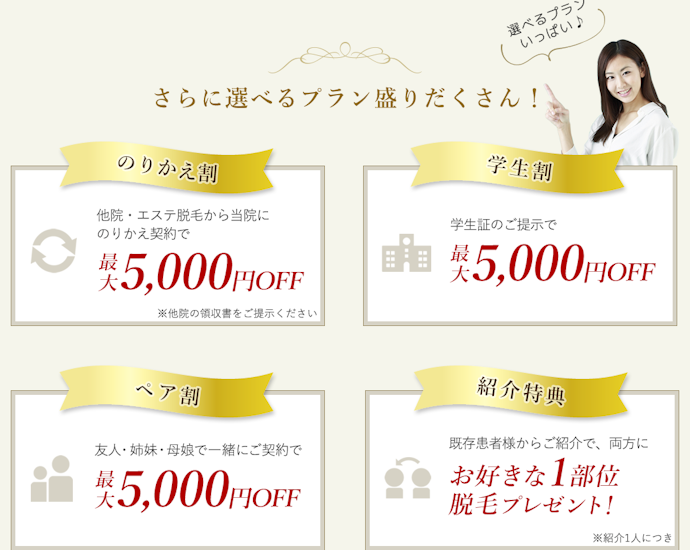②大美会クリニックは割引・特典が豊富