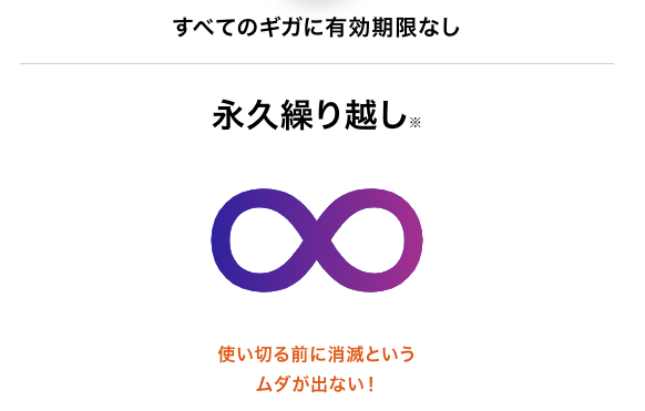 ギガの追加・無期限繰越に対応。月によって使用量が違う人向き